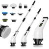 SWIMSNOW Bath Cleaning Deck Brush 9 Brush Heads for a Wide Range of Electric Cleaning Rechargeable IPX5 for Bathtub Toilet Kitchen Entryway and Car