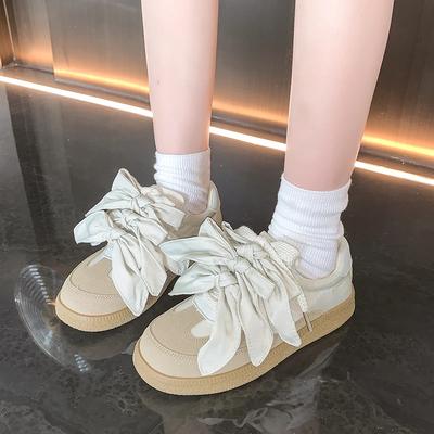 Fashion Women's Vulcanize Shoes Flat Sole Bow Lace-up Forrest Gump Shoes Leisure Spring Autumn New Retro Suede Sweet Zapatillas De Mujer