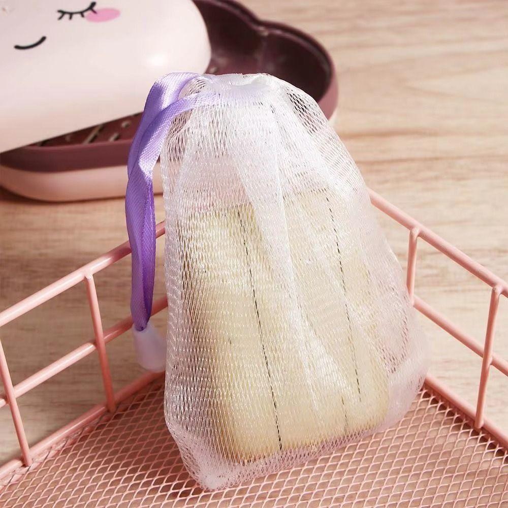 50Pcs Hangable Bath Foaming Mesh Bags with Drawstring Shower Gel Saver Pouch  for Facial Cleanser