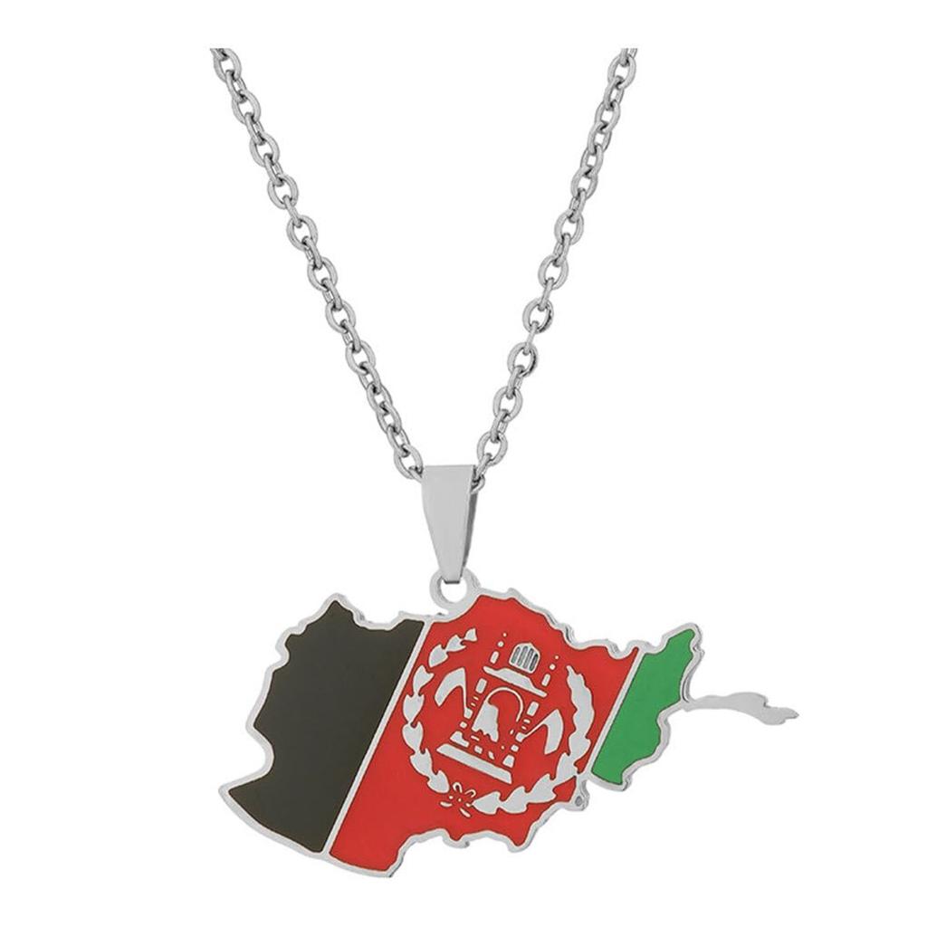 Stainless Steel Afghanistan Map Sweater Chain Ornament Popular Personality Titanium Steel Necklace