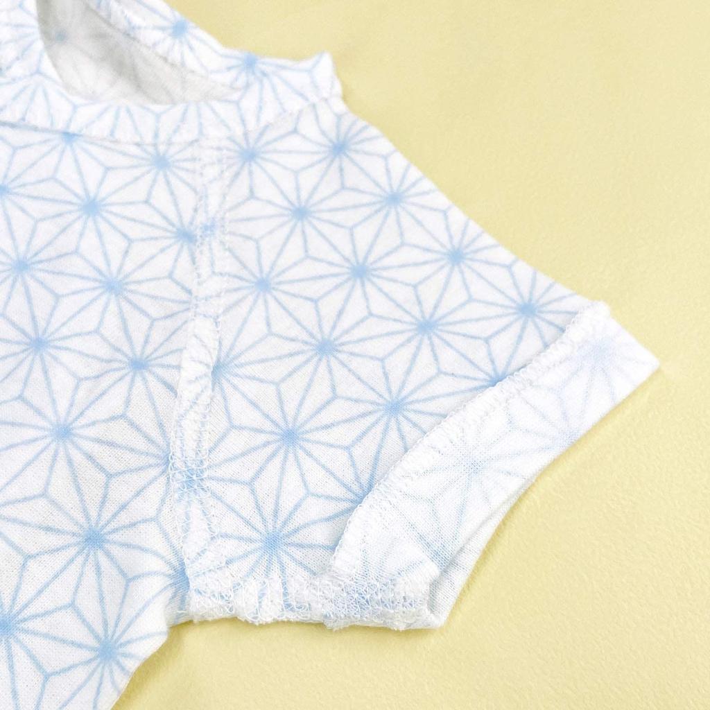 Düşük Doğum Ağırlıklı Bebekler İçin 2 Adet Kısa İçlik Seti Kenevir Yaprağı Saks Mavisi Desenli x Düz Beden Online Özel Castle Babies Tarafından Üretilmiştir, Renk, 45, Japonya,