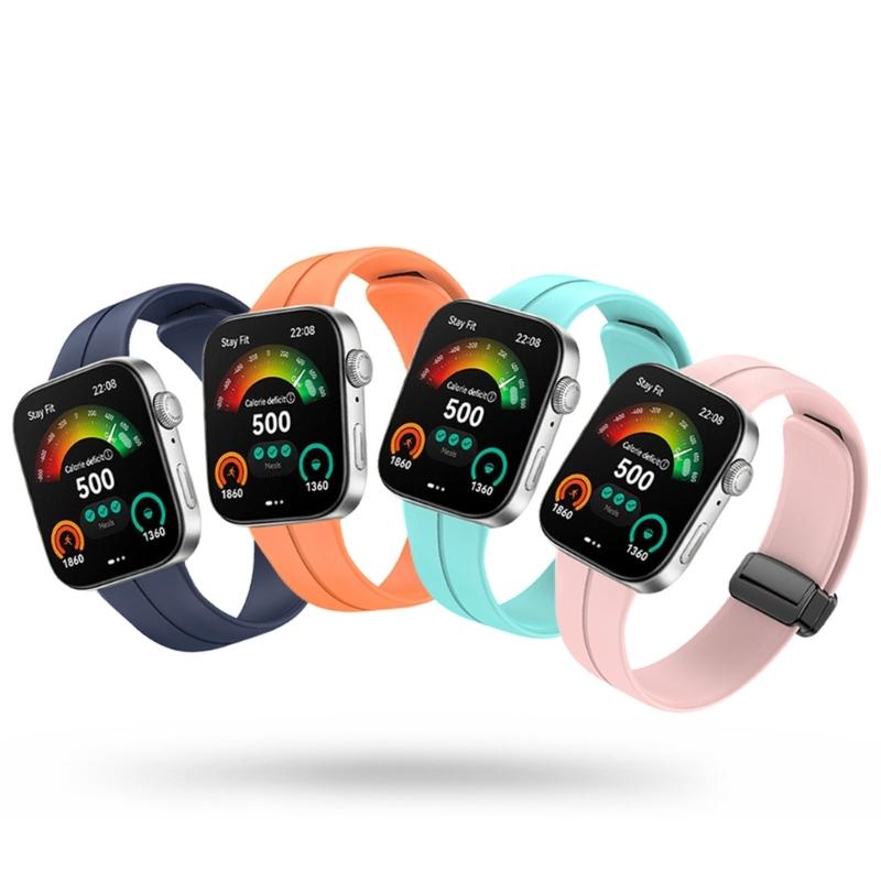 Comfortable Silicone Band with Magnetic Lock Breathable Accessory Sweat Resistant Silicone Watch Strap for Watch Fit3