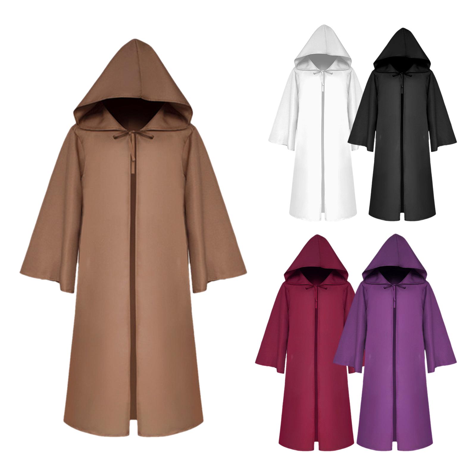 

Хэллоуинский плащ с капюшоном Унисекс Детский плащ для ролевых игр Косплей Длинный плащ Готические костюмы Верхняя одежда Однотонный Средневековый плащ M чёрный