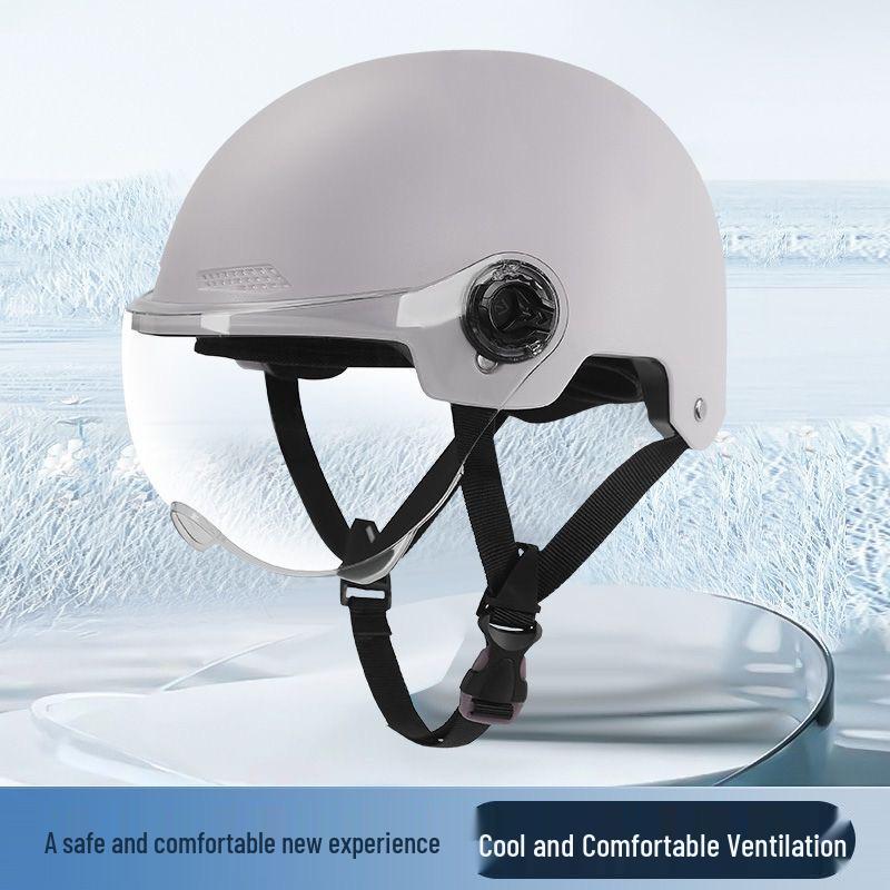 3C Certified Women's Electric Scooter Helmet, Breathable, Sun-Protection, All-Season Half Helmet for Motorcycle Riding.
