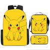 Bolsa Infantil Pikachu Set de 3 Piezas Mochila Dibujo Animado Estampado Amarillo Bolsas Escolares para Niños Equipaje Ligero de Viaje con Fiambrera