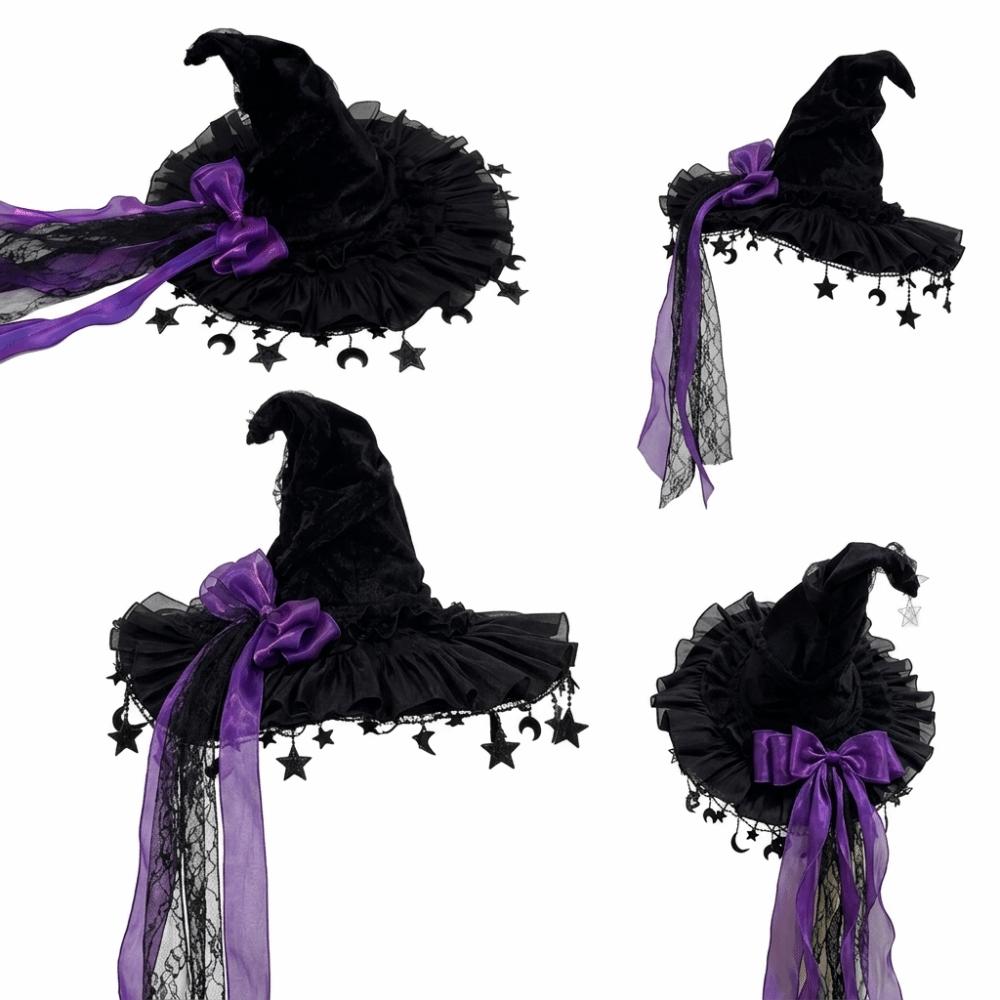 Wide Brim Gothic Hat Ruffle Brim Cosplay Costume Hat Fashionable Witch Hat  Women’s Costume