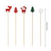 50/100Pcs Disposable Christmas Fruit Picks Santa Claus Fruit Salad Bamboo Sticks  Dessert