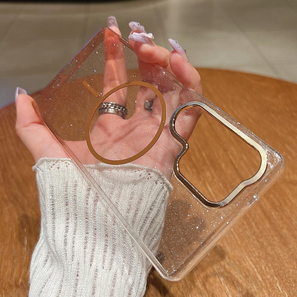 KEYSION Luxury Gradient Glitter Magnetic Phone Case for Samsung S22 S23 S25 Ultra S25+ Edge S24 FE Wireless Charging Shockproof Cover