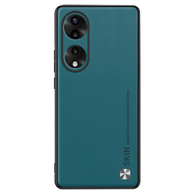 

For Honor 90 Anti-Scratch Cover PU Leather Coated PC+TPU Shell Metal Decor Protective Case Green
