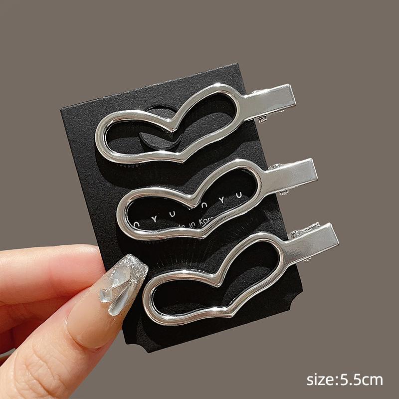 3Pcs Silver Y2k Hair Clips for Women Elegant Metal Duckbill Clip Girls Hairpins Side Bangs Barrettes Girls Hair Accessories