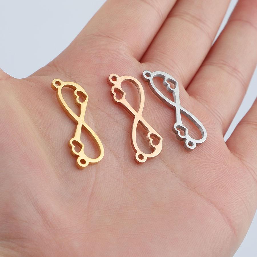 Polished Stainless Steel Heart-Infinity Double Pendant Necklace