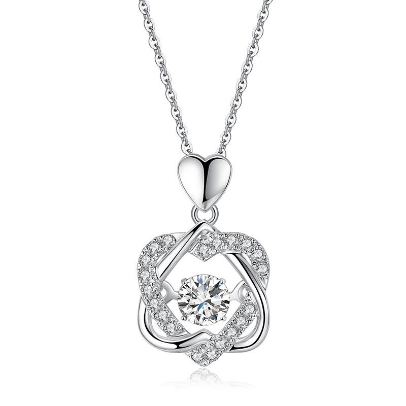Lindon S925 Sterling Silver Moissanite Luxury Personality Pendant Necklace Women's Classic Tide Sugar Full of Wild Clavicle Chain