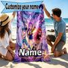 Custom Name Personalized Kpop Demon Hunter Print Beach Towel, for Trip Camping Beach Party Home Decor, Birthday Gift for Family & Friends