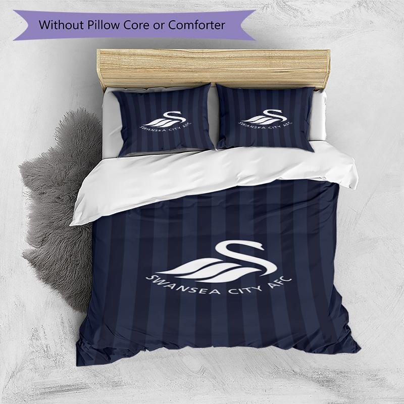 Set Copripiumino con Stampa Swansea City A.F.C. – include 1 copripiumino e 2 federe coordinate Arredo camera da letto Regali di Natale