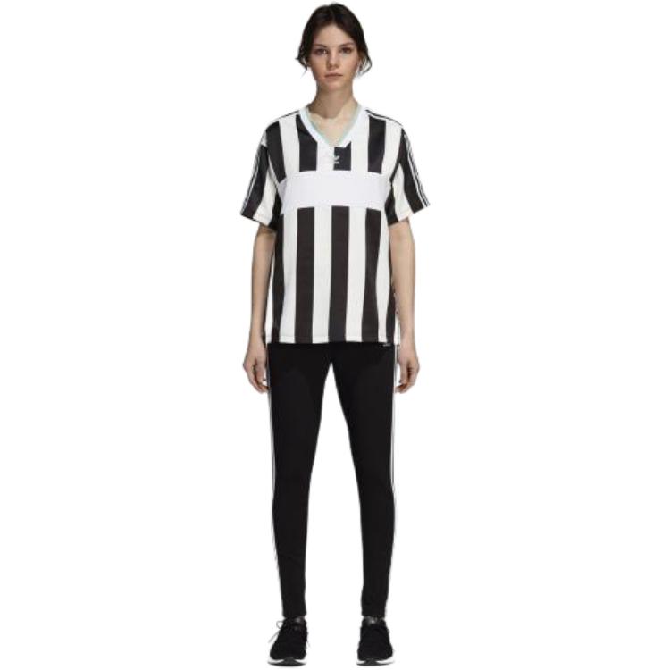 adidas Originals Sports Series Comfortable Knitted Breathable Short Sleeve T-Shirt Women Tops Black White DH4231