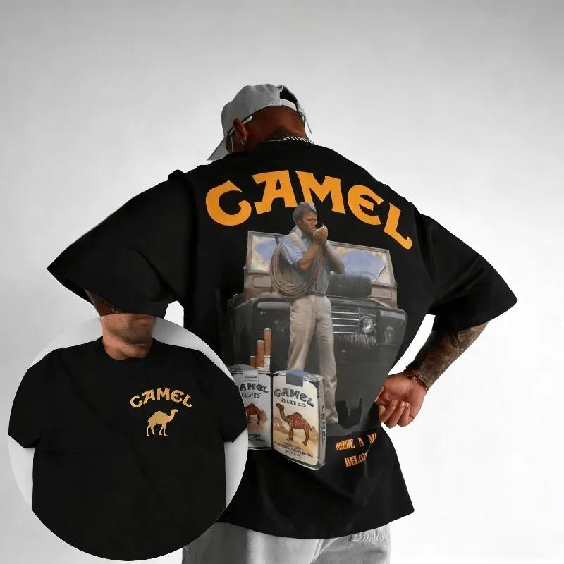 2026 Retro Car Camel Cigarettes TShirt Vintage Cotton Tops Tee Short Sleeve Casual Streetwear Oversized Unisex Unisex Clothing