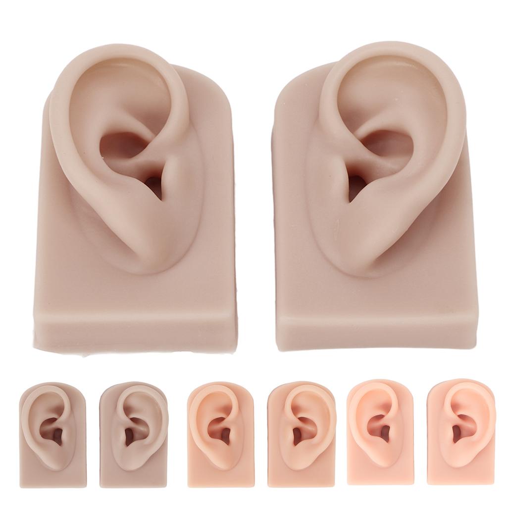 1 Pair Silicone Ear Model Flexible Soft Reusable Simulated Human Skin Silicone Piercing Model Flexible Ear Model Soft Ear Model