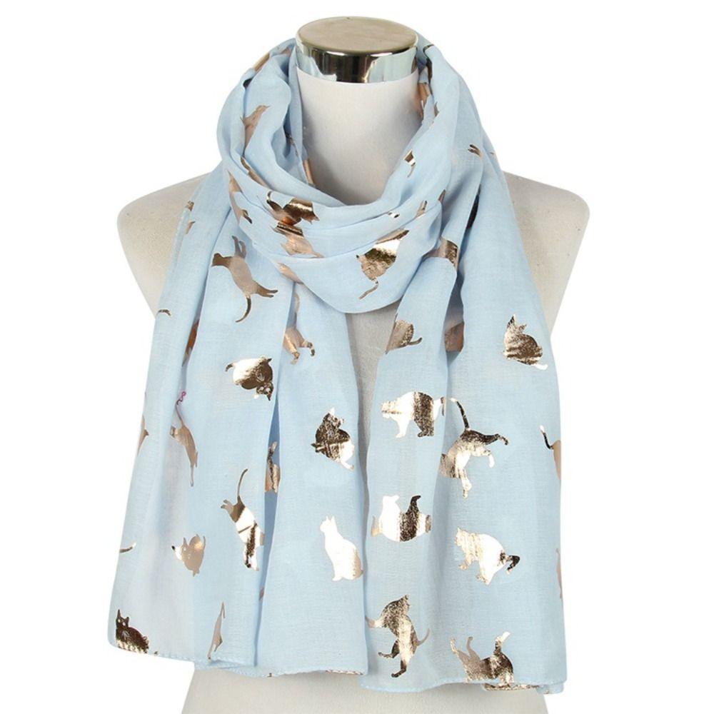 with Frayed Hem Animal Scarf Soft Shawl Wrap New Design Cat Print Scarf
