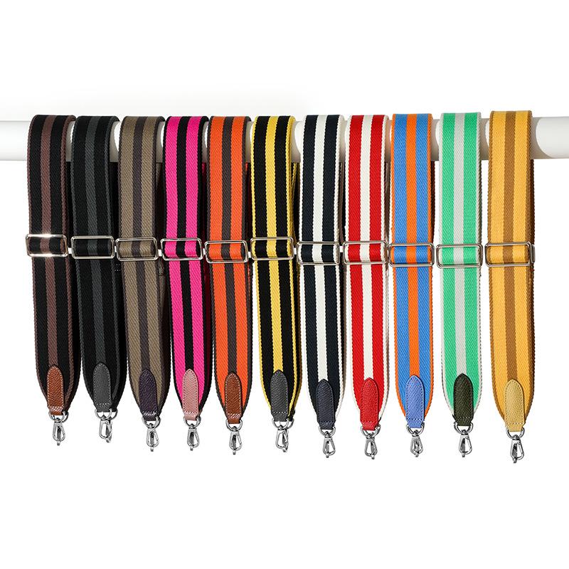 

F-97 Color Block Stripe Wide Canvas Shoulder Strap for Bag Modification