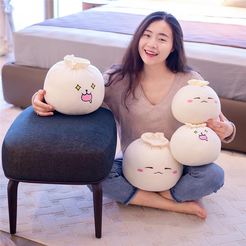Brinquedos de Pelúcia Criativos em Formato de Pão Chinês Almofada Macia Recheada de Bolinhos Kawaii Almofada Boneca de Comida Simulação Presente para Crianças Decoração de Casa