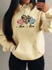Pink Leopard Heart Printed Women'S Hoodie Autumn Loose Casual Pocket Fleece Pullover