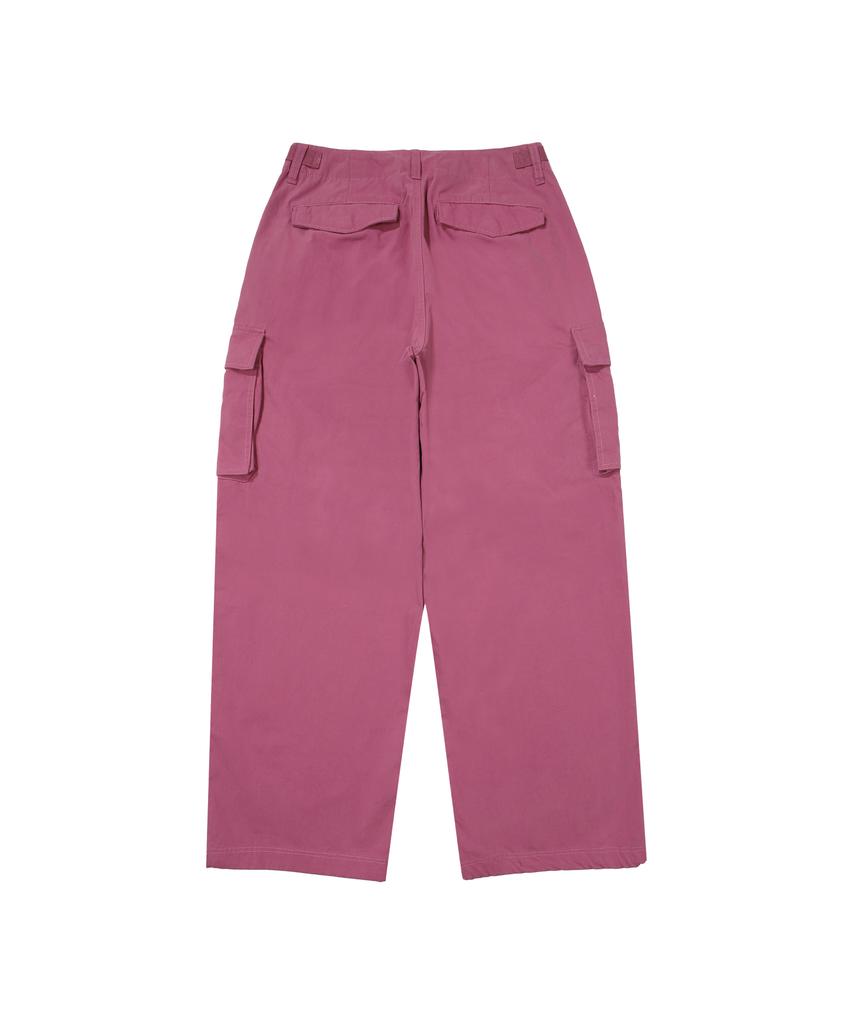 Syupeodeulai W Wide Cotton Cargo Pants Deep Pink
