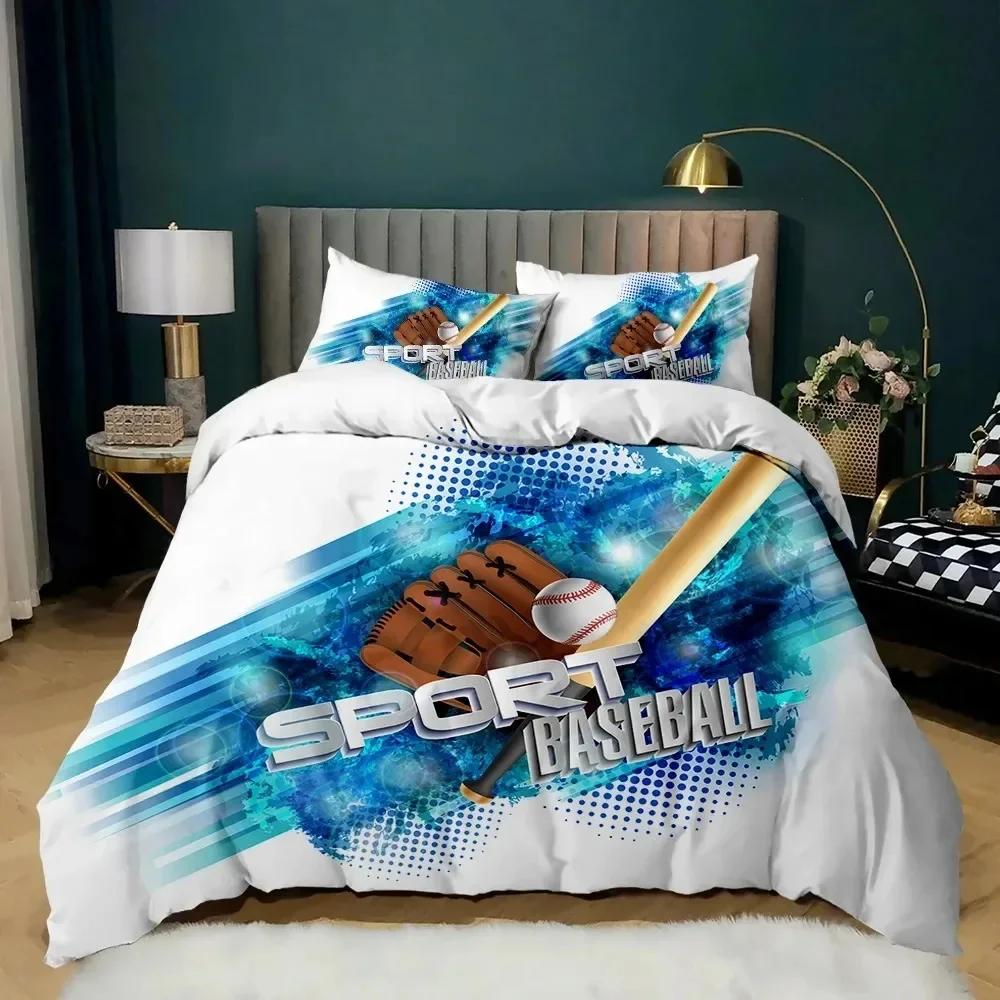 

3D Print Sports Baseball Comfortable Duvet Quilt Cover Pillowcase Bedding Set Children Bedroom Decoration Home Textile 70x133cm 2pcs