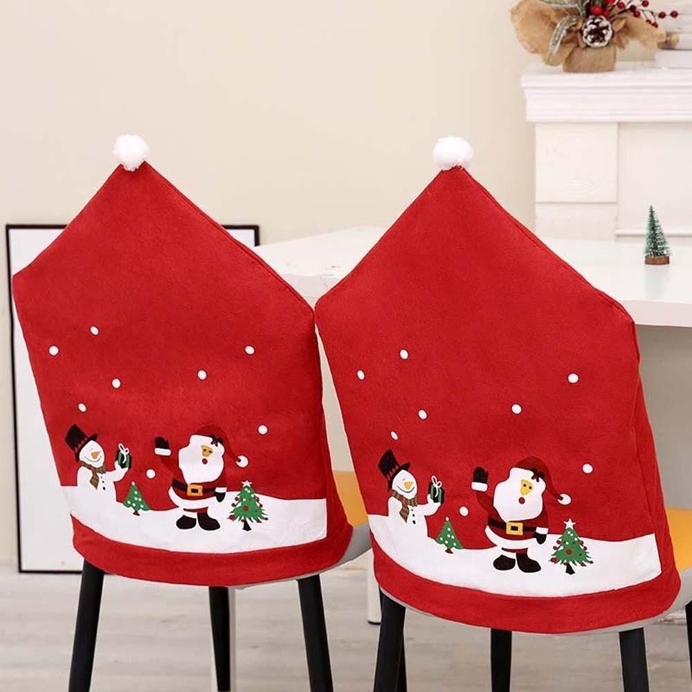 4pcs Xmas Decoration Christmas Chair Cover Cartoon Red Wear for Chairs  Festival Atmosphere