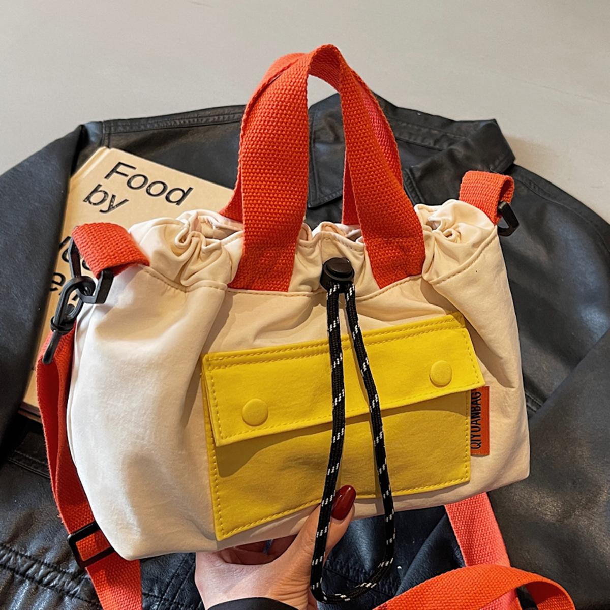 New Unisex Multifunctional Messenger Bag Contrast Color Large Capacity Outdoor Commuter Shoulder Crossbody Backpack бежевый