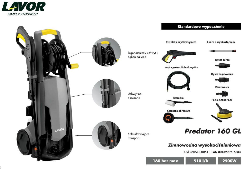 Lavor Myjka Predator 160 2500W 160Bar + Patio