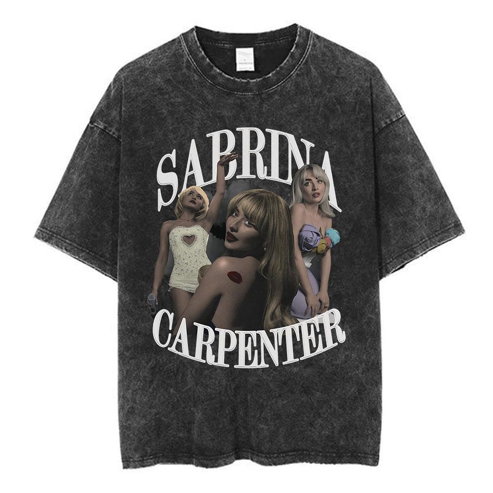Sabrina Carpenter Short N Sweet Tour Washed Graphic Tshirt Men Women Summer Cotton Casual Oversized Short Sleeve T Shirts Tops