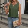 Summer New Solid Color Pleated T-Shirt Chiffon Vest Hollowed Out Sleeveless Top
