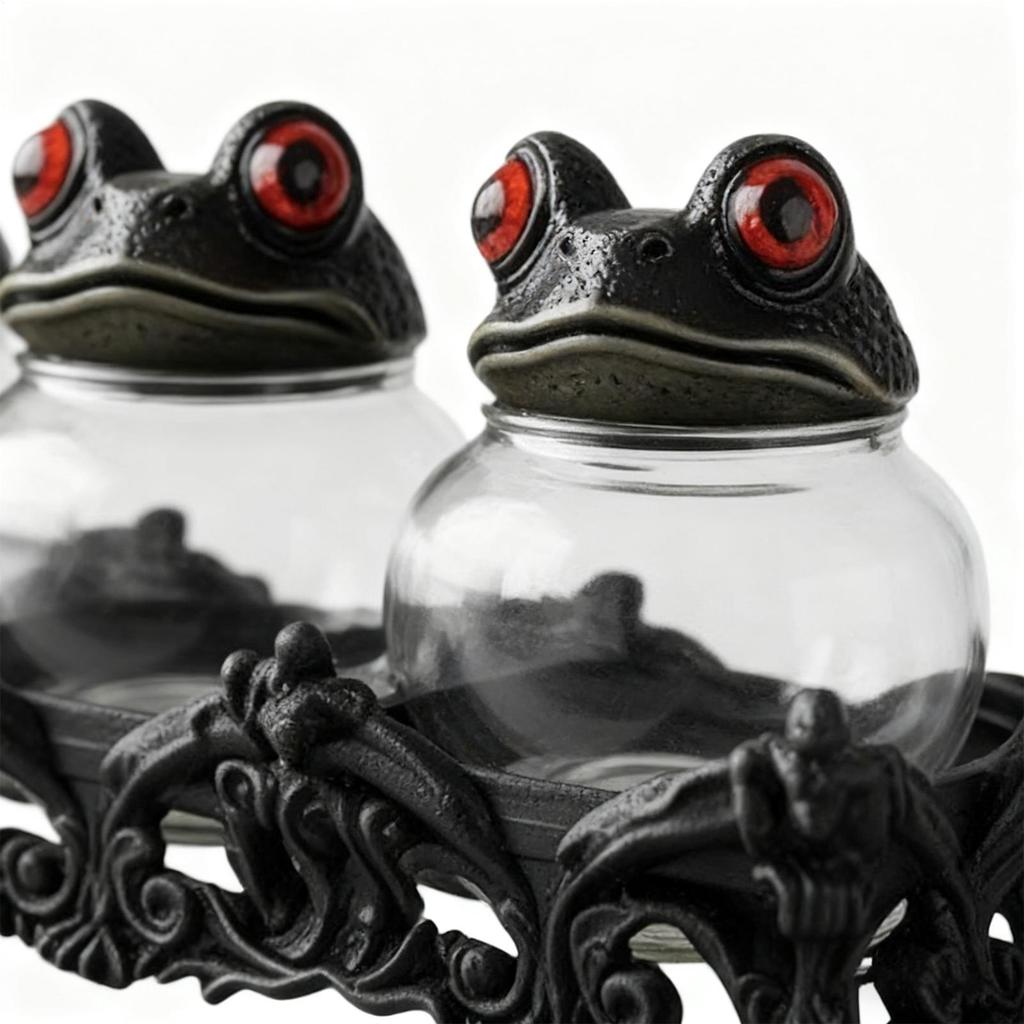 Glass Seasoning Jars Frog Design Salt Pepper Organization Canister Apothecary Jar With Lids For Kitchen Pantry Cabinet Counter