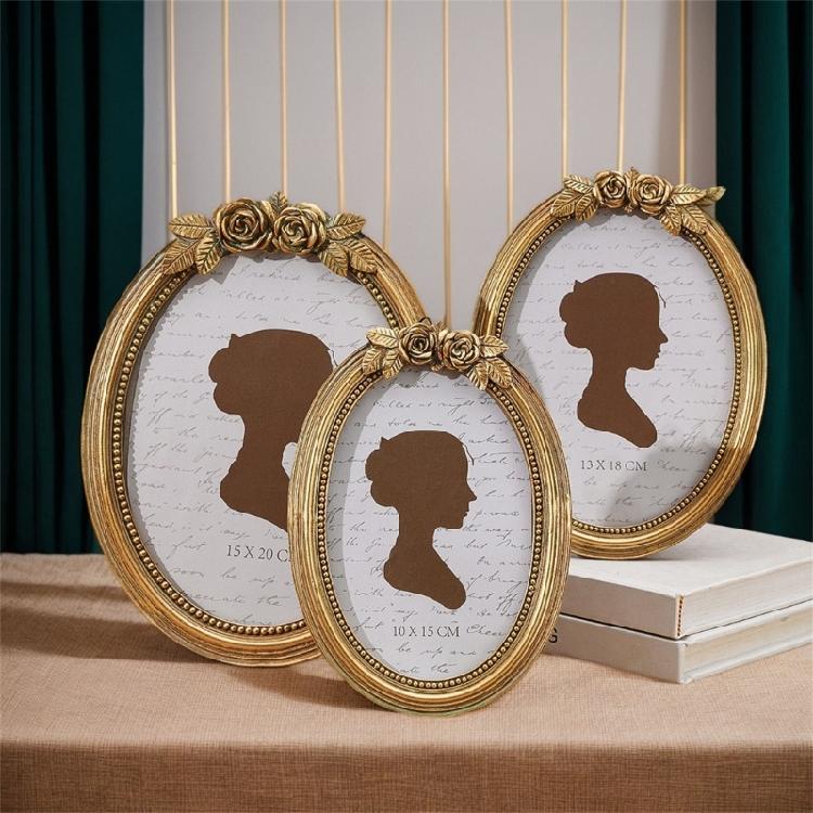 Retro Picture Frame,Decorative Photo Frame Antique Ornate Oval Photo Frame for Tabletop and Wall Display Home Decors