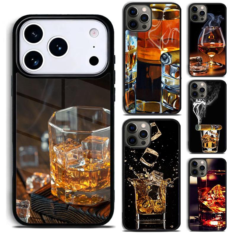 Cigar Whiskey Ice Drink Phone Case For iPhone 17 16 15 14 13 12 11 Pro Max Plus 17Air Soft Silicone Cover