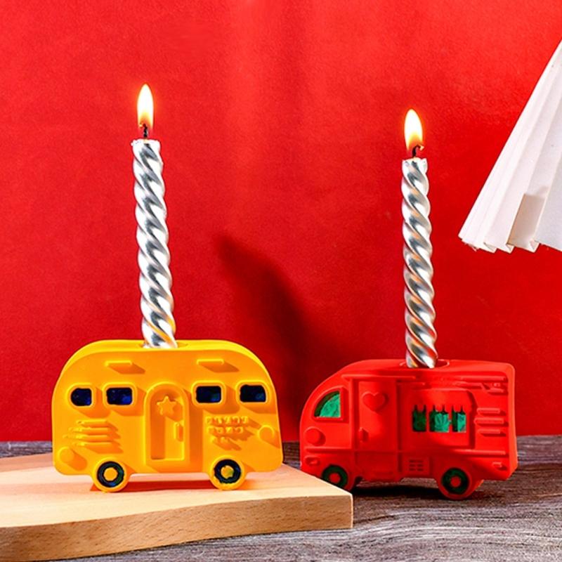 Versatile Buses Candle Holder Mold Detailed Silicone Bus Candle Stand Mold for Handcraft Lovers and DIY Enthusiasts