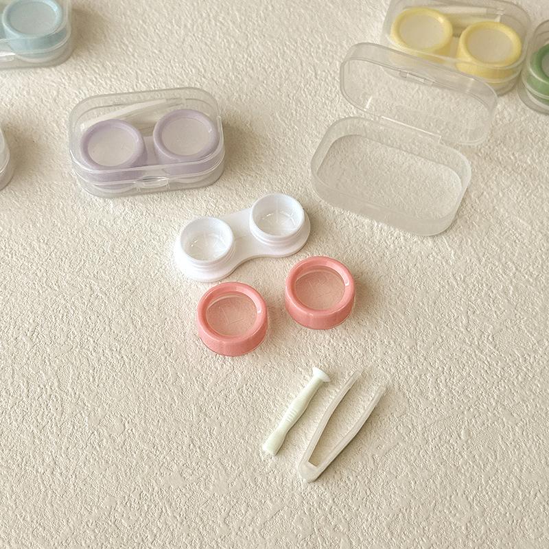 Contact Lens Holder with Tweezers Compact Transparent Plastic Case for Safe Hygienic Storage Anywhere