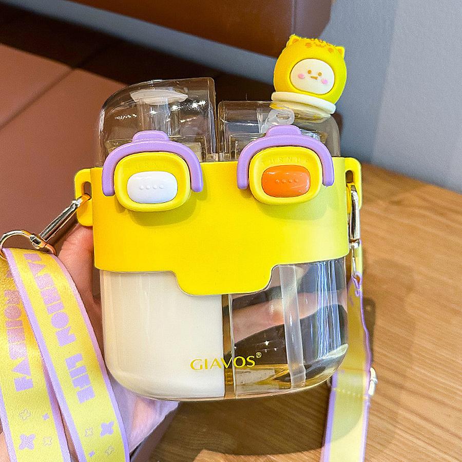 1pc 17.92/26.37oz Portable Leakproof Double Drink Water Bottle with Straw and Strap for School, Sports, and Travel - Stay Hydrated On the Go!