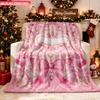 Blanket 1pc Pink Crowns And Ribbons 2D-printed Flannel Throw Blanket-soft and Cozy Suitable for Use On the Sofa While Traveling At