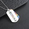 Men's Polished Letter Cross Pendant Necklace - Stainless Steel Rainbow Dog Tag