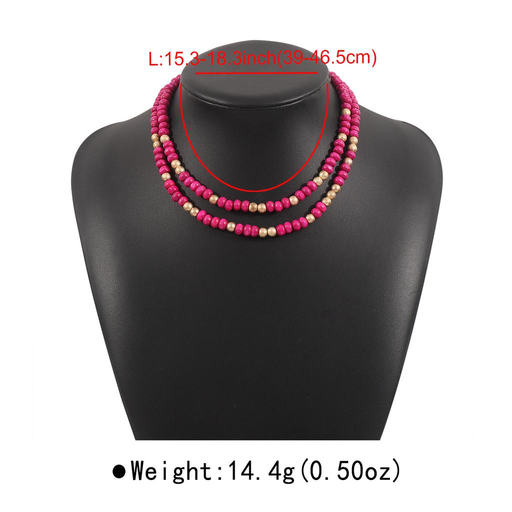 Tooxika Colier cu mărgele din lemn Bohemian Rainbow Guardian, colier cu mărgele, vară, dopamină, colier chinezesc nou