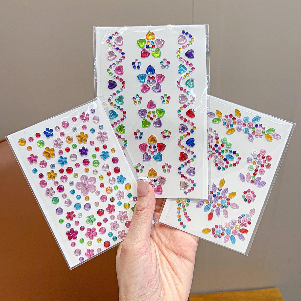 Acrylic Rhinestone Sticker Set: Heart, Crown, Butterfly, Moon, Animal Designs