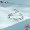 BAMOER Romantické prsteny na prst pro ženy 925 Sterling Silver Girl Evropský jednoduchý nastavitelný prsten Guardian Šperky