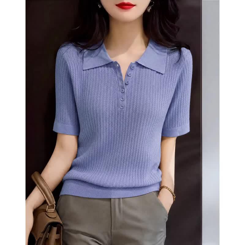 Demana Women s Summer Slim Fit Polo Knit Top M фиолетовый