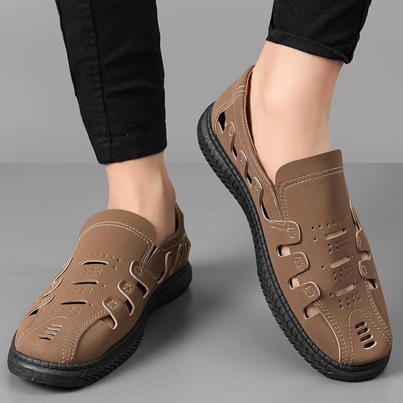 

2025 летняя новая мужская повседневная спортивная обувь сетчатые дышащие полые трендовые сандалии модная повседневная обувь для мужчин 44 чёрный