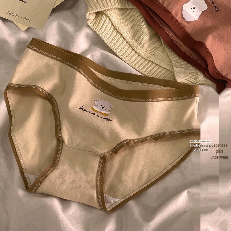 2025 New Style Japanese Cute Girl Pure Cotton Mid-Waist Antibacterial Summer Briefs - Soft & Comfortable