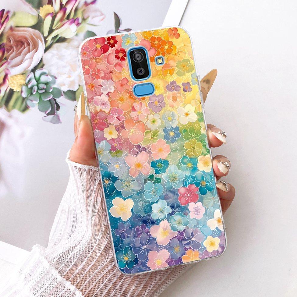 Clear Cover For Samsung J8 2018 Case SM-J810G Cute Cat Fashion Butterfly Funny 2D Painted Casing For Samsung Galaxy J8 2018