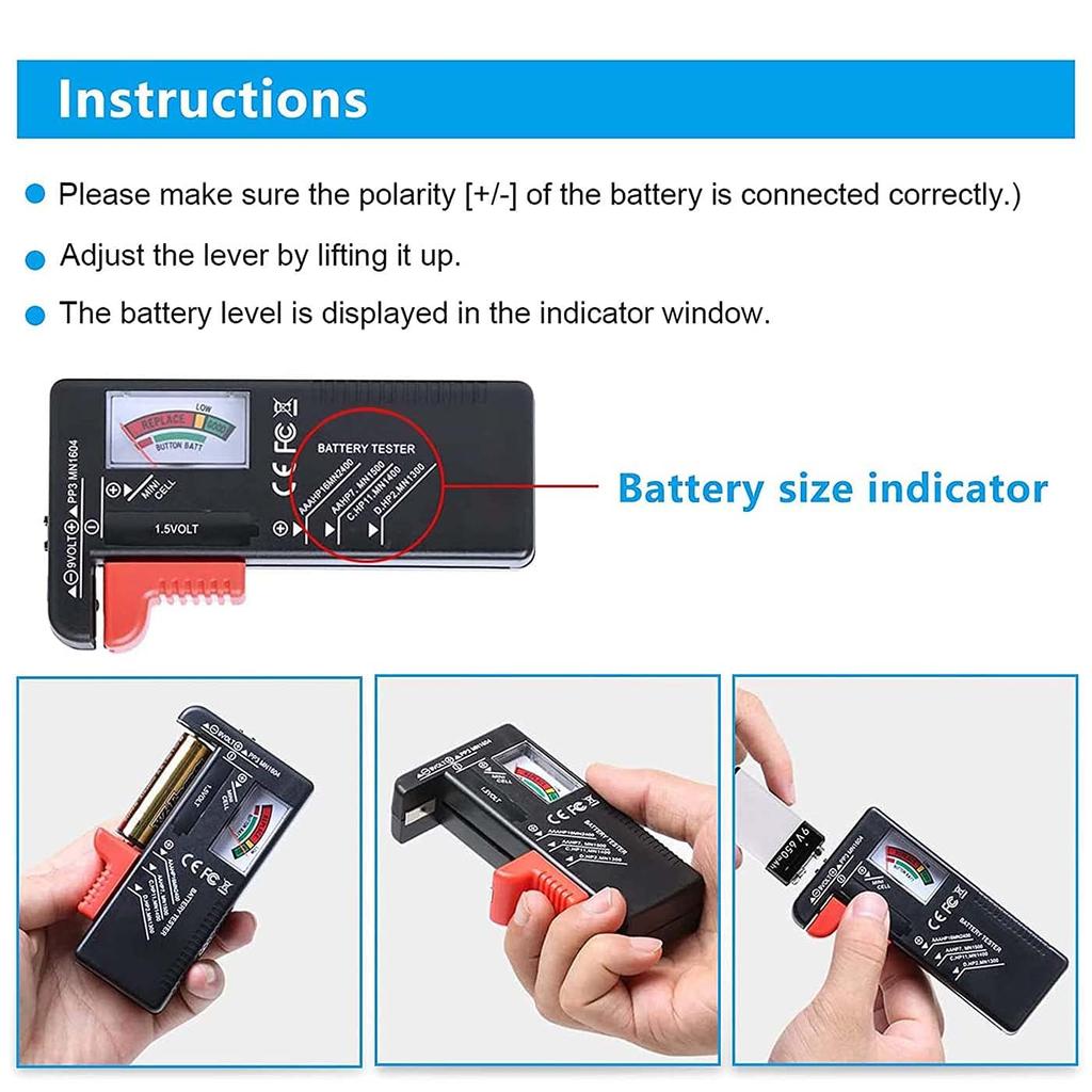 Battery Tester,Household Battery Tester,Universal Battery Tester,for AA AA C D 9V 1.5V Button Cell Batteries