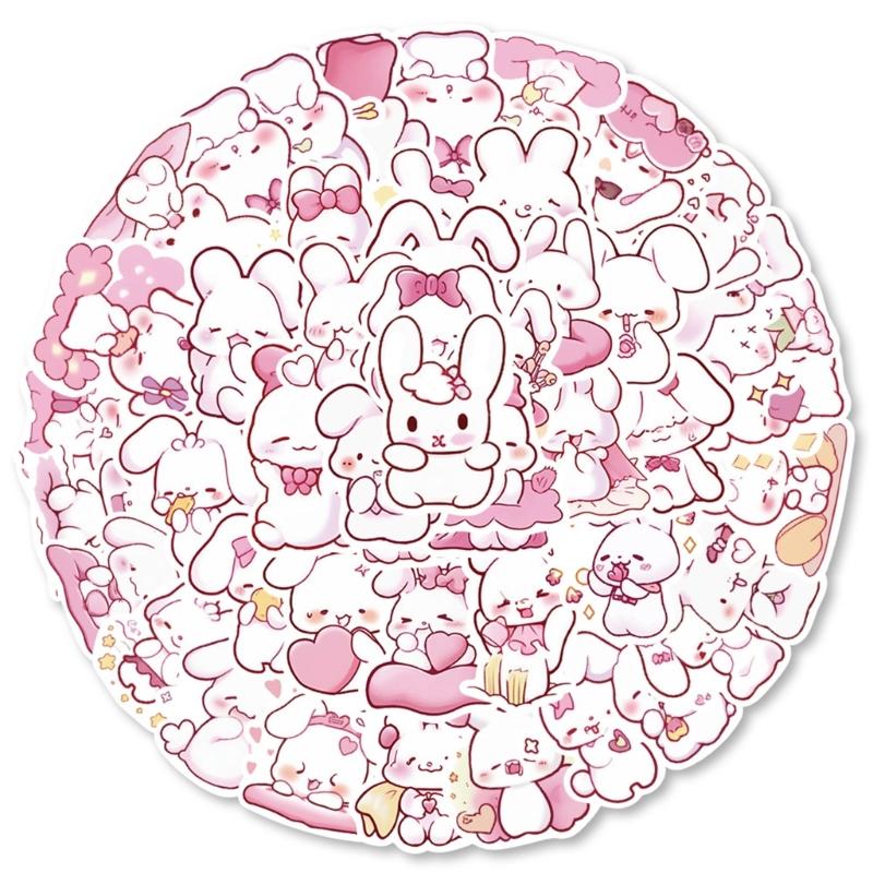 50Pcs Bunnies Sticker Aesthetic Sticker for Scrapbooking Notebook Journal Water Bottle Laptop Kid Motivational Sticker 1