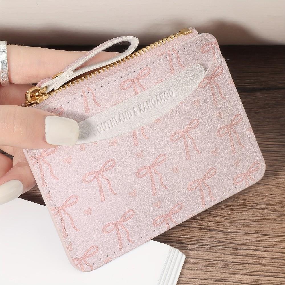 New PVC Credit Card Holder Slim Small Card Case Cute Bow Lightweight Coin Purse for Women Girls